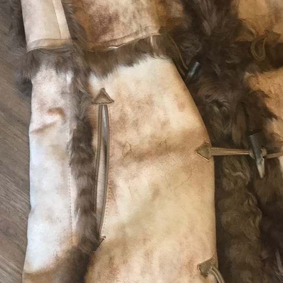 SHEARLING FULL LENGTH STUNNING COAT WITH 2 LEATHER DEEP POCKETS - Picture 14 of 16
